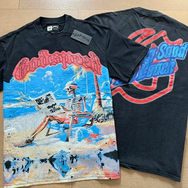 Black Graphic-Print Oversized Band Art T-Shirt 7
