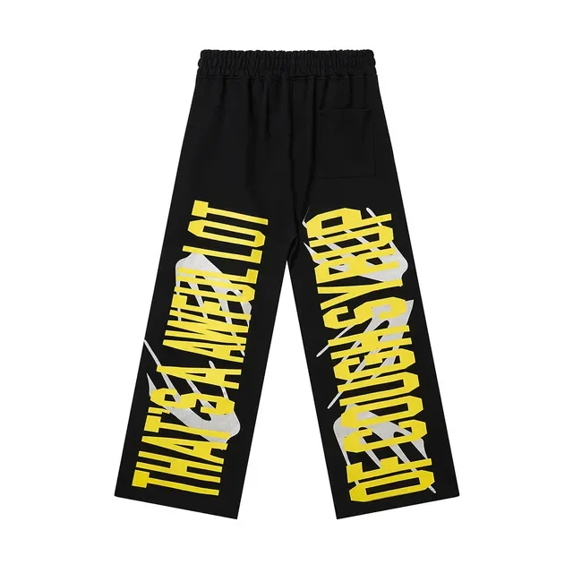 Black Graphic-Print Wide-Leg Relaxed Fit Sweatpants 3