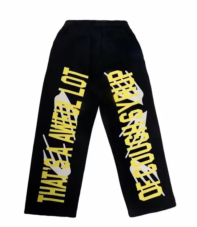 Black Graphic-Print Wide-Leg Relaxed Fit Sweatpants 6