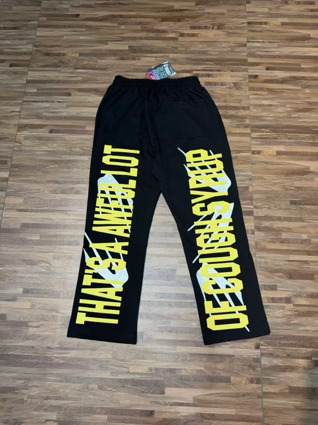 Black Graphic-Print Wide-Leg Relaxed Fit Sweatpants 8