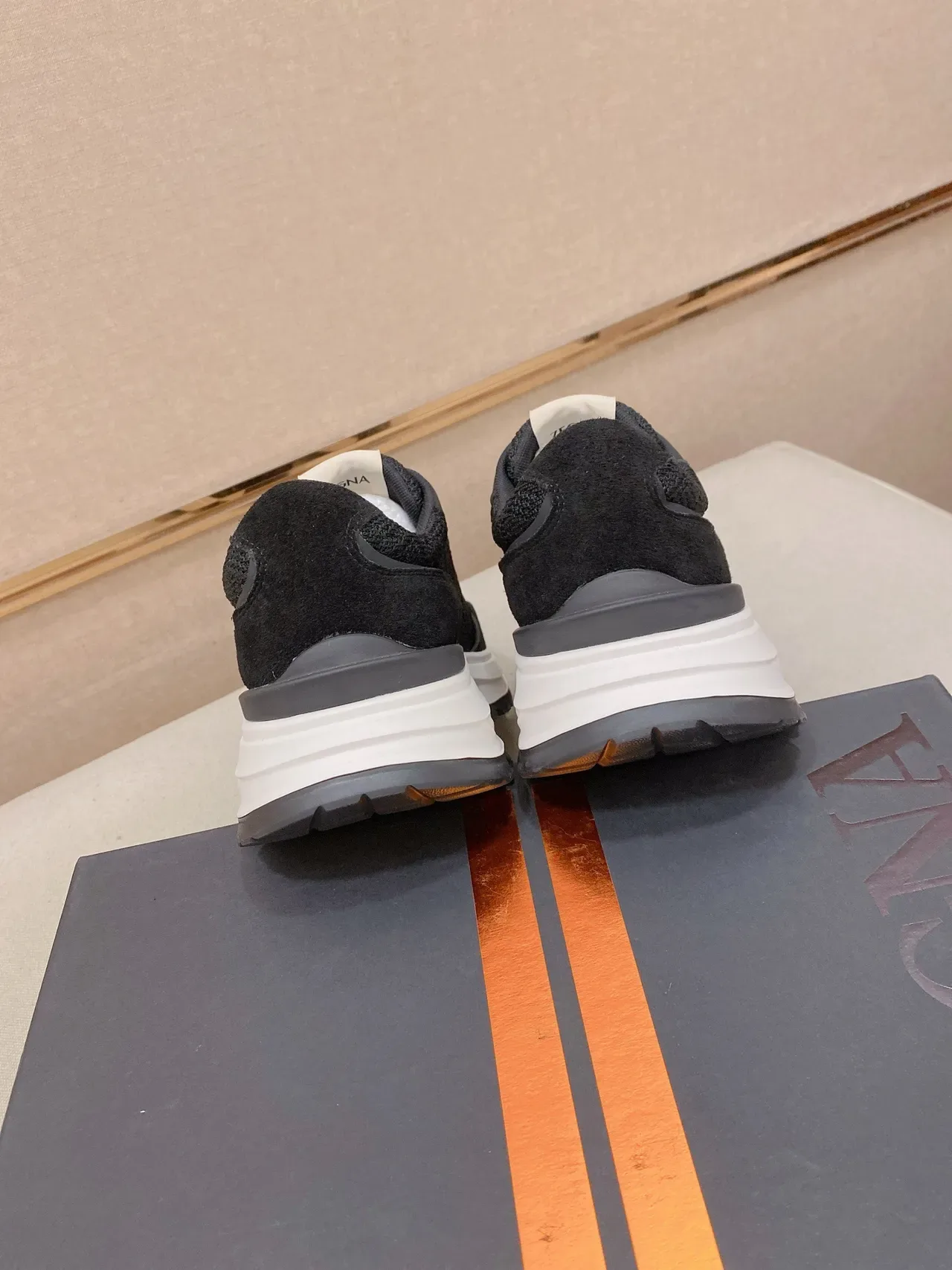 Black Knit and Suede Platform Sneaker 8