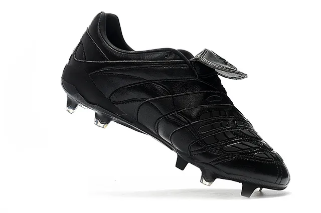 Black Leather Molded Panel Firm-Ground Soccer Shoes 3