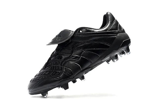 Black Leather Molded Panel Firm-Ground Soccer Shoes 4