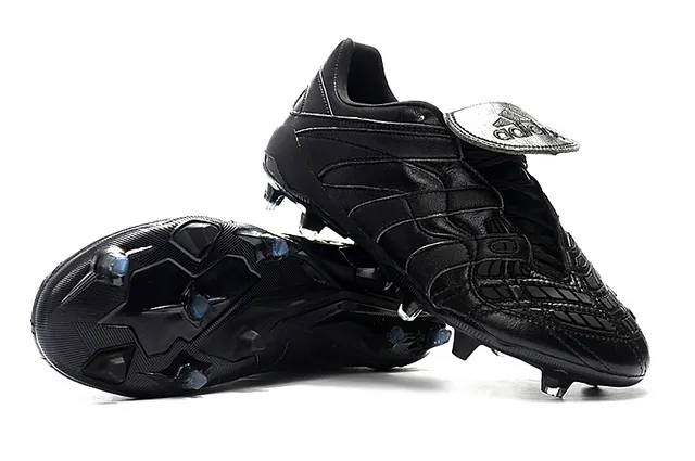 Black Leather Molded Panel Firm-Ground Soccer Shoes 5