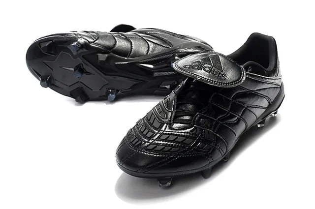 Black Leather Molded Panel Firm-Ground Soccer Shoes 6