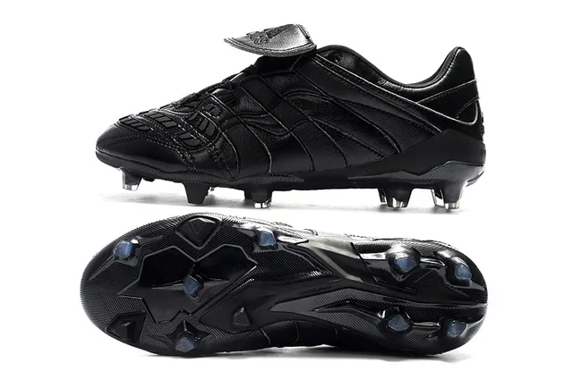 Black Leather Molded Panel Firm-Ground Soccer Shoes 9