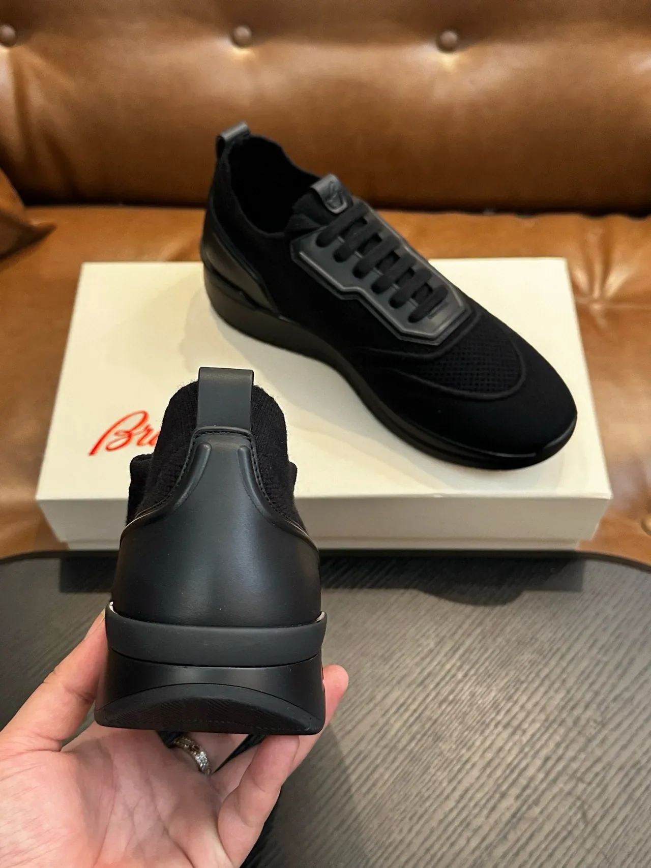 Black Mesh and Synthetic Overlay Low-Top Sneakers 8