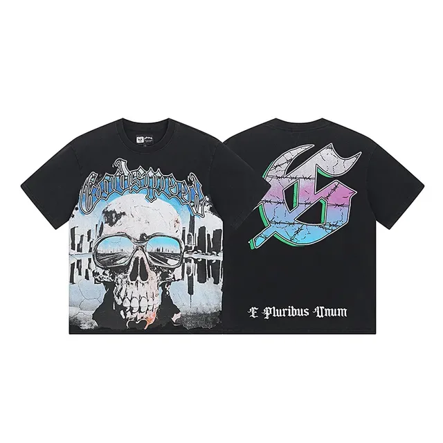 Black Multicolor Graphic-Print Oversized Fit T-Shirt 1