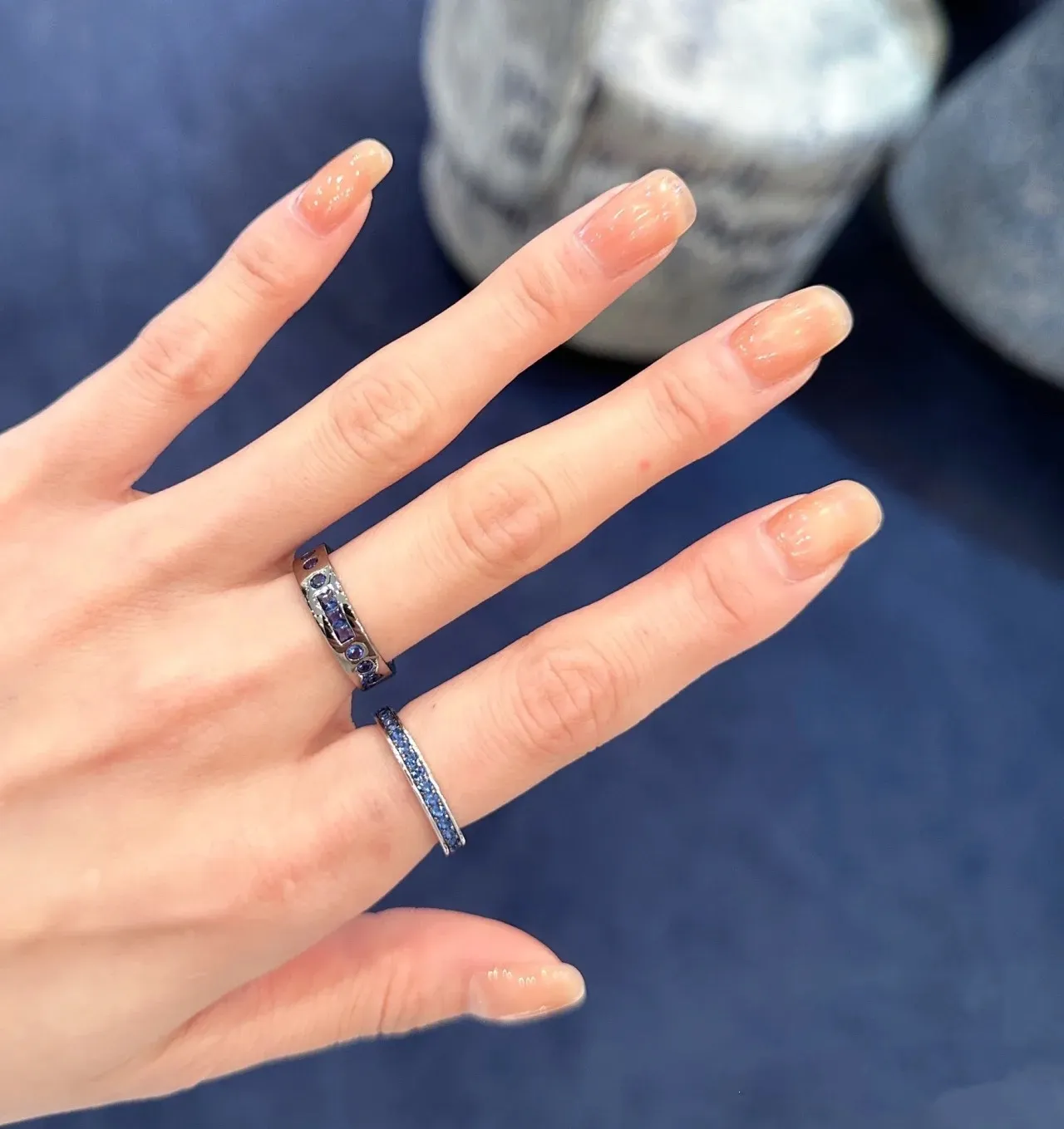 Black Paved Gemstone Channel-Set Rings 4