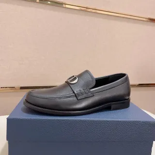 Black Pebbled Leather Buckle Strap Loafer