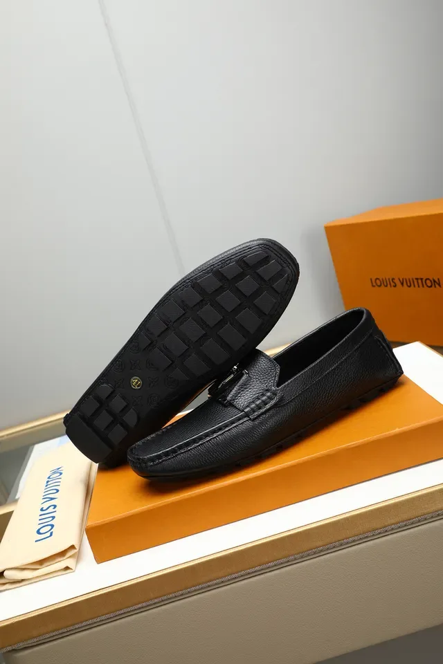 Black Pebbled Leather Metal Buckle Strap Loafer 4