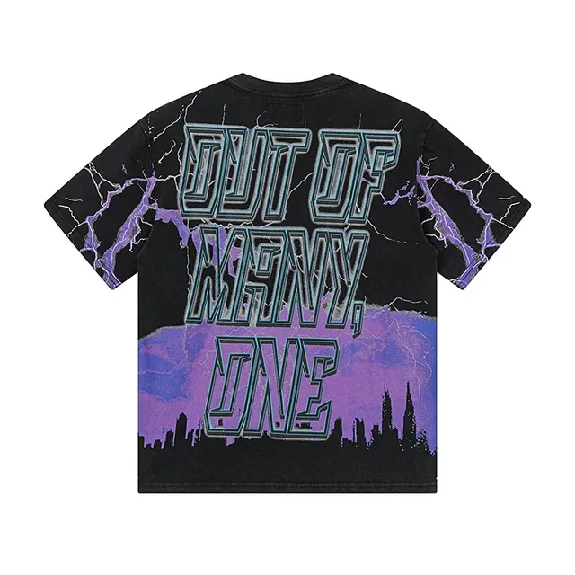 Black Purple Graphic Print Oversized Fit T-Shirt 3