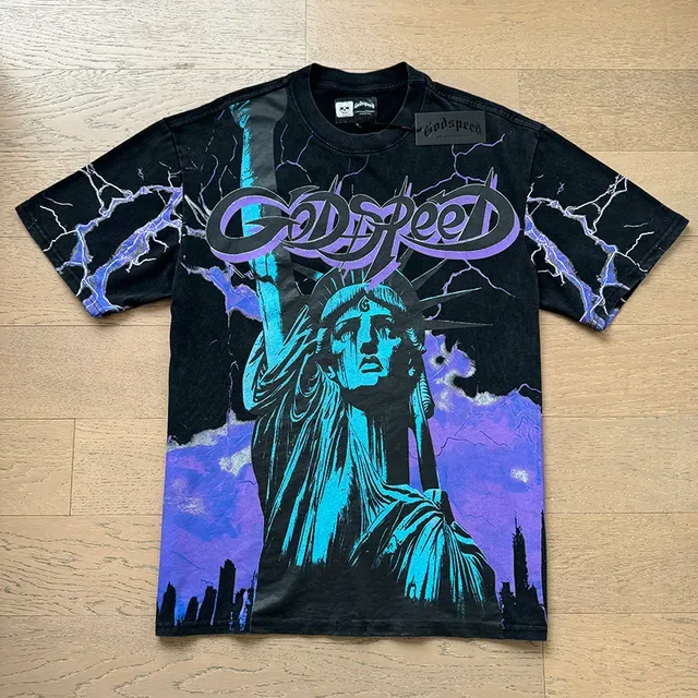 Black Purple Graphic Print Oversized Fit T-Shirt 4