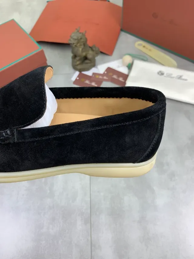 Mocassins de camurça preto com costura slip-on 3