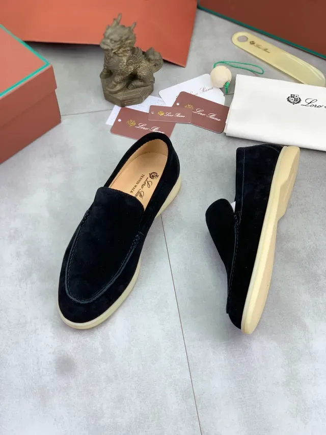 Mocassins de camurça preto com costura slip-on 5
