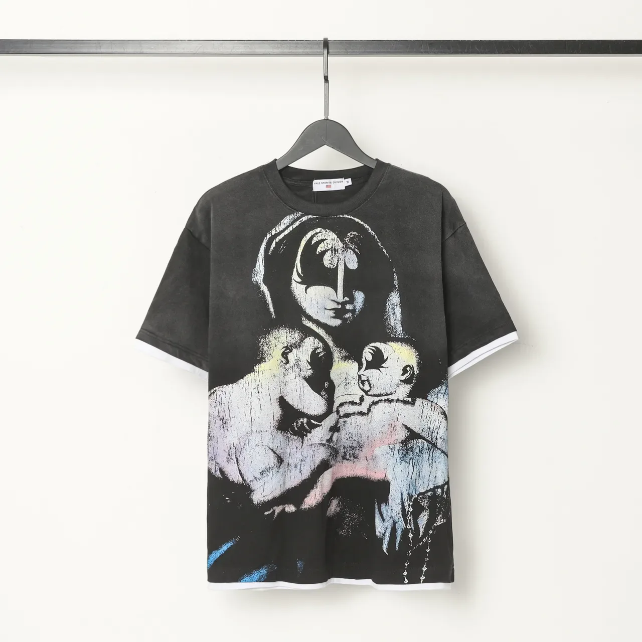 Black White Oversized Fit Distressed Graphic Print T-Shirt 2