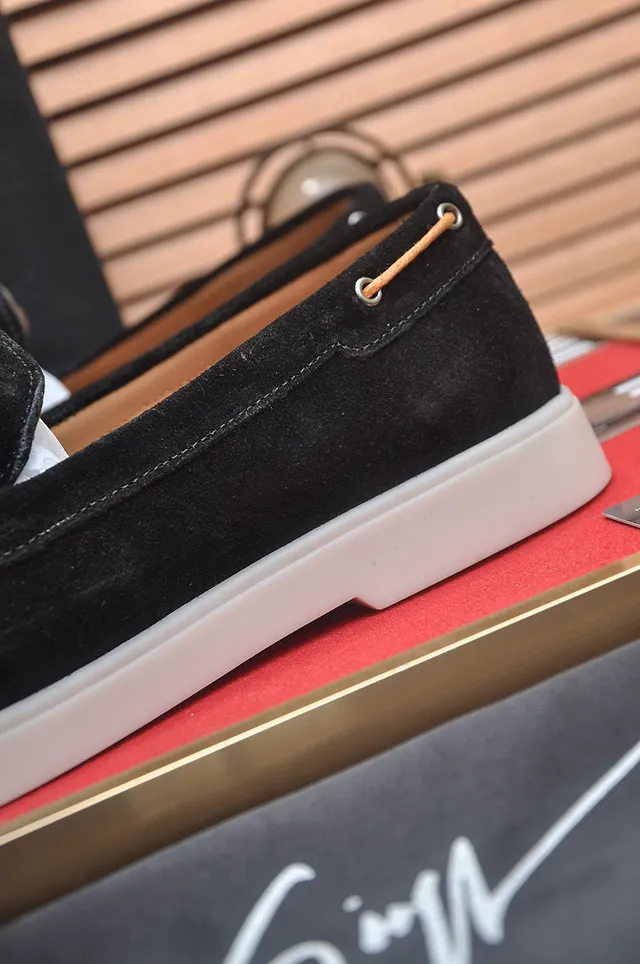Black White Suede Rubber Sole Loafer 8
