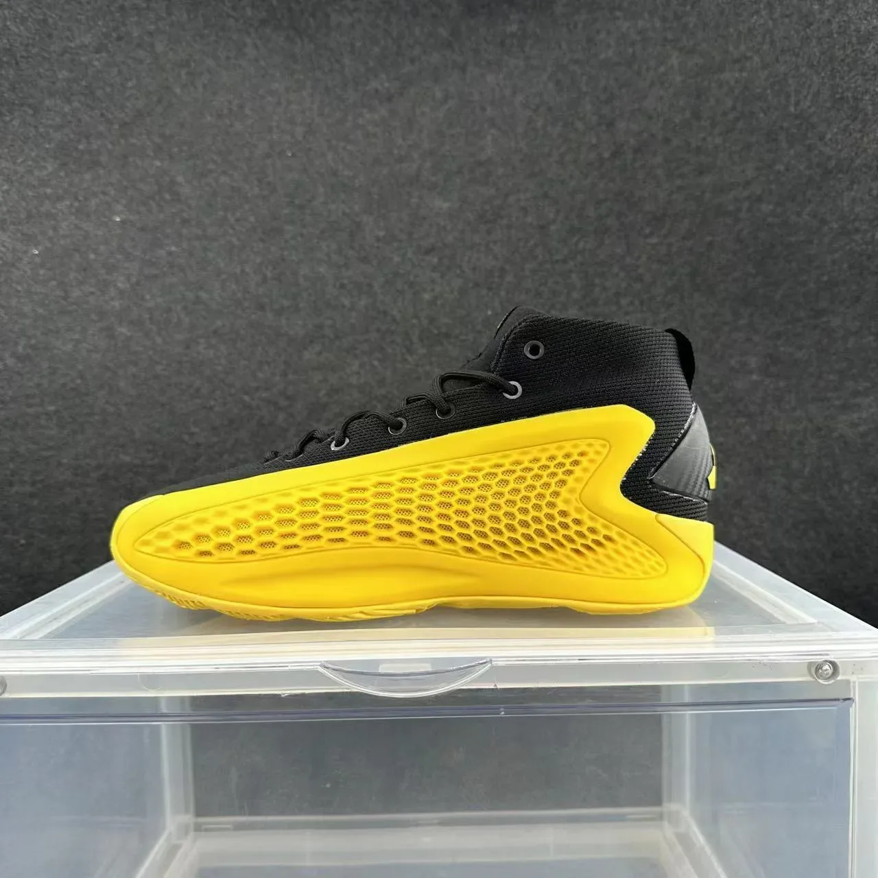 Black Yellow High-Top Silhouette Knit Upper Sneakers 2