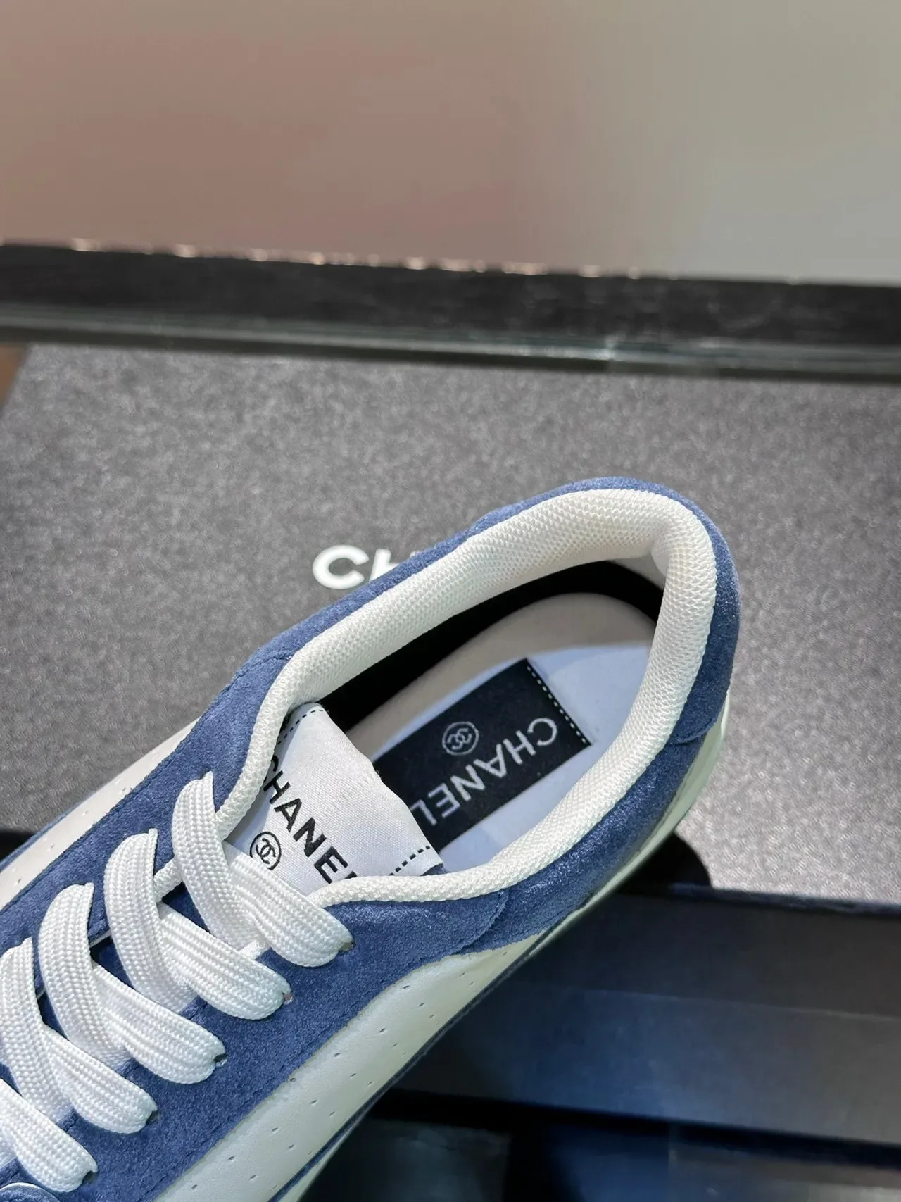 Blue and White Suede Panel Low-Top Lifestyle Sneakers 8