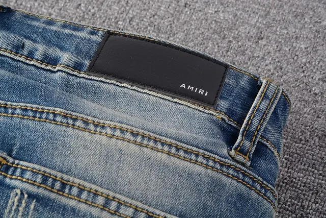 Azul Negro Desgastado Lavado Ligero Denim Panel de Rodilla Construcción Jeans 13