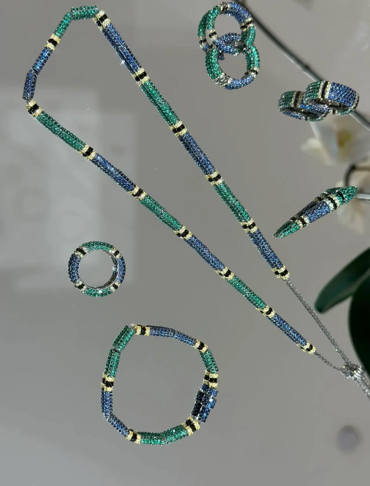 Blue Green Beaded Segmented Bracelet 2