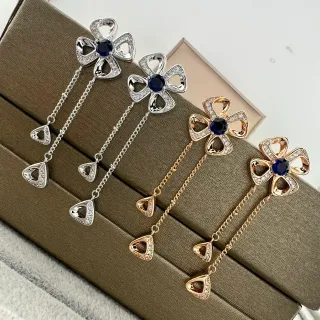 নীল চাঁদী ফুল মোটিফ Pavé-Set কানের দুল