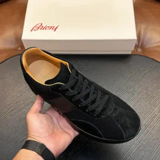 Brioni حذاء رياضي أسلوب حياة من السويد الأسود والشبيكة