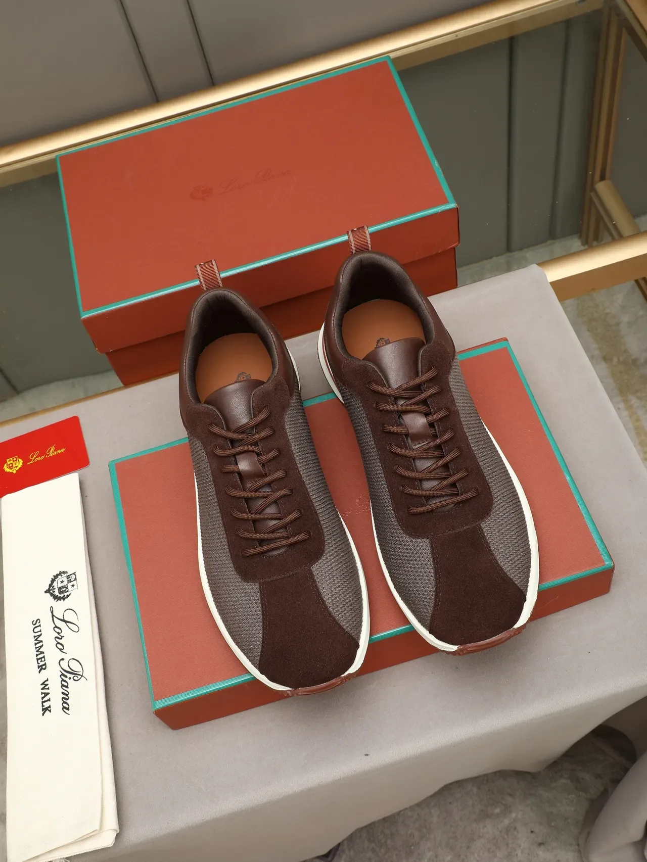 Brown and Gray Mesh-Suede Lifestyle Sneaker 2