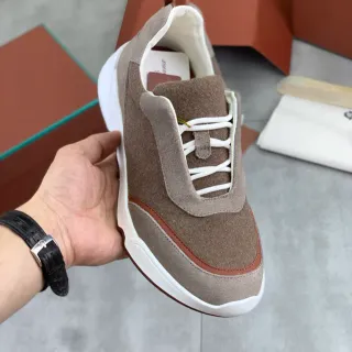 Zapatillas de ante marrón beige con piping de contraste