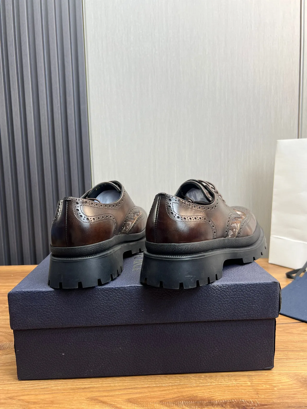 Brown Black Detailing Patterned Textile Overlay Brogue 5