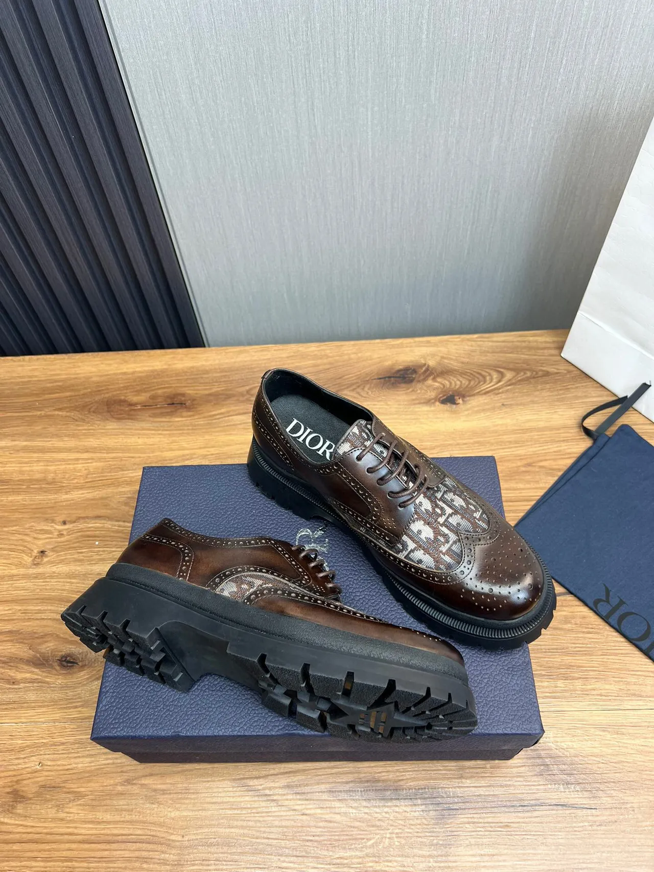Brown Black Detailing Patterned Textile Overlay Brogue 6