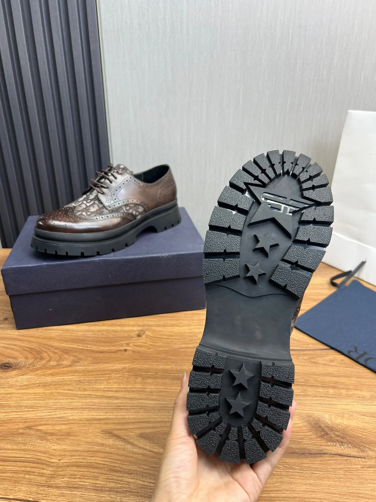 Brown Black Detailing Patterned Textile Overlay Brogue 9