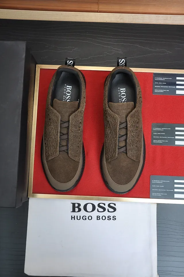 Brown Black Slip-On Embossed Monogram Upper Sneakers 5
