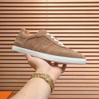 Brown Suede Perforated Low-Top Lifestyle Sneaker