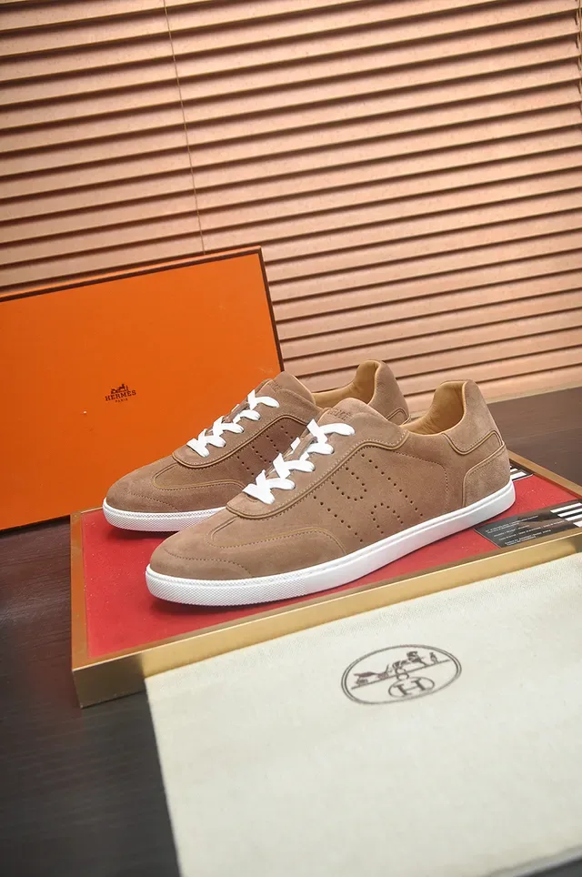 Brown Suede Perforated Low-Top Lifestyle Sneaker 4