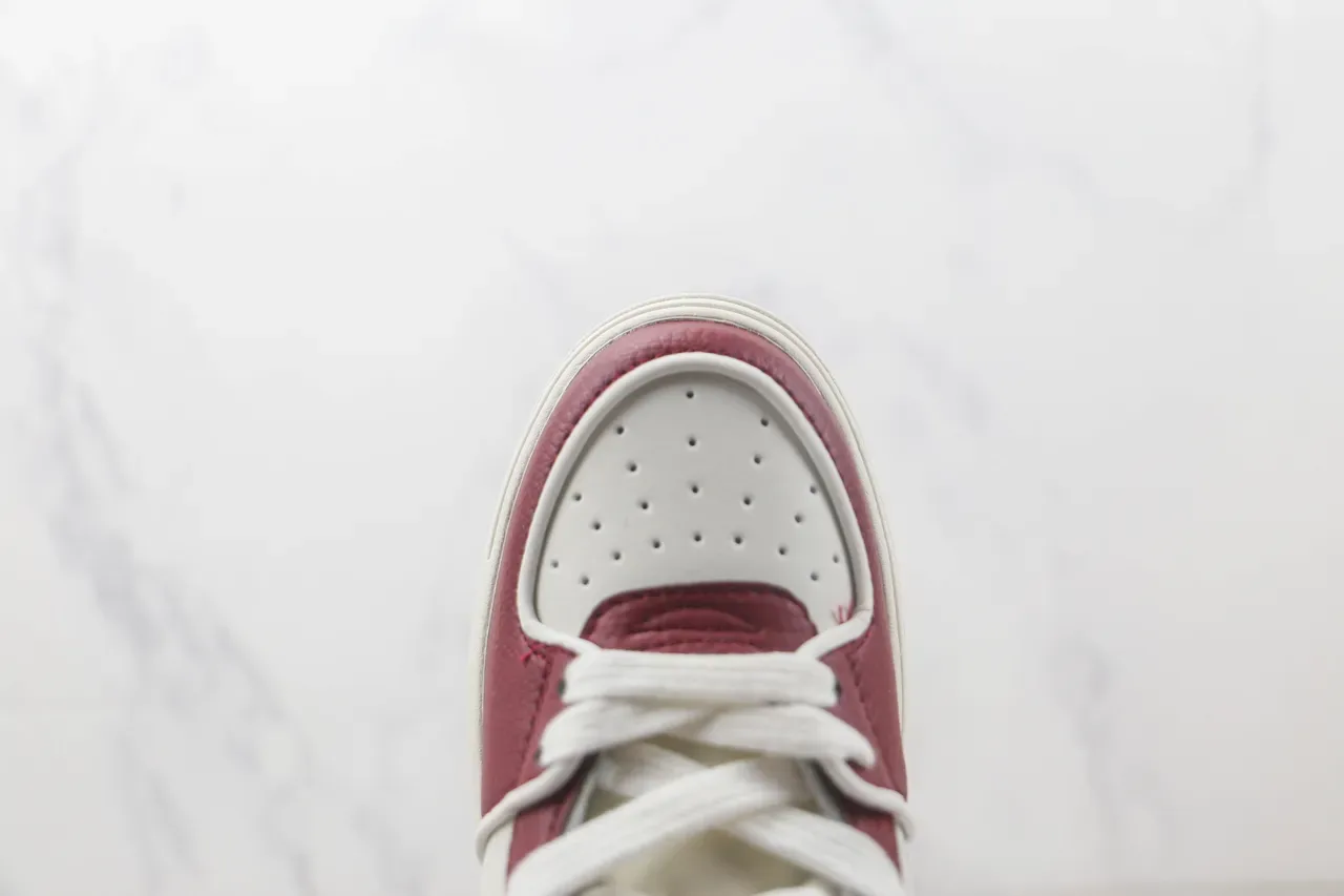 Burgundy White High-Top Leather-and-Synthetic Upper Sneakers 6