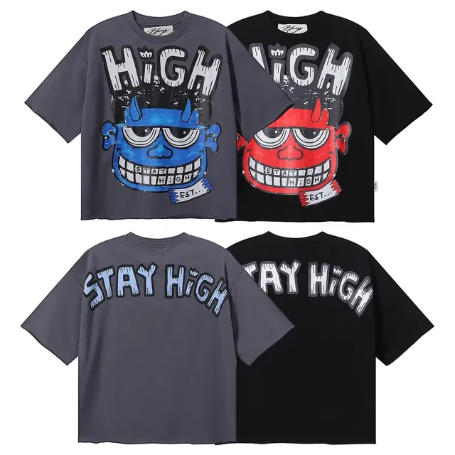 Charcoal Gray Blue Devil Graphic Oversized T-Shirt 6