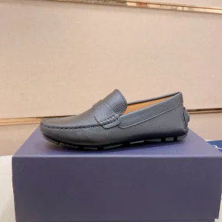 Charcoal Gray Pebbled Leather Penny Loafer