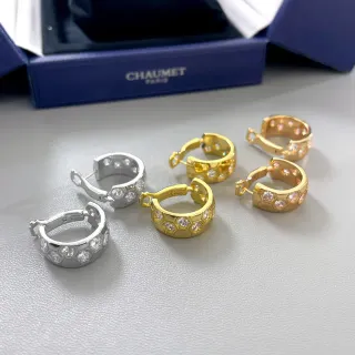 CHAUMET Brincos de aro hexagonal Pavé com bisagra