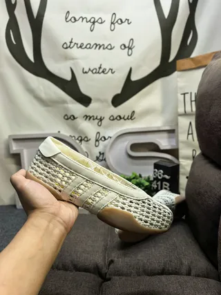 Ballérines plates crème tissées sans lacets slip-on 5