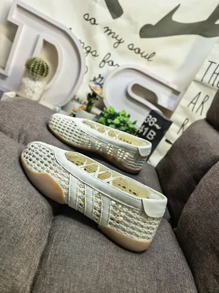 Ballérines plates crème tissées sans lacets slip-on 7