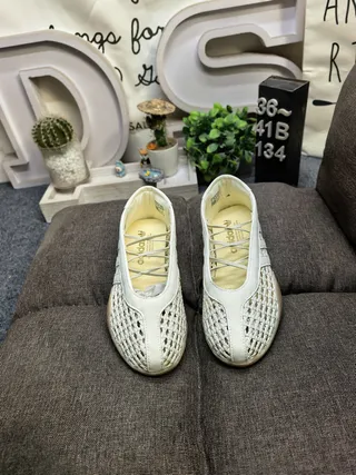 Ballérines plates crème tissées sans lacets slip-on 10