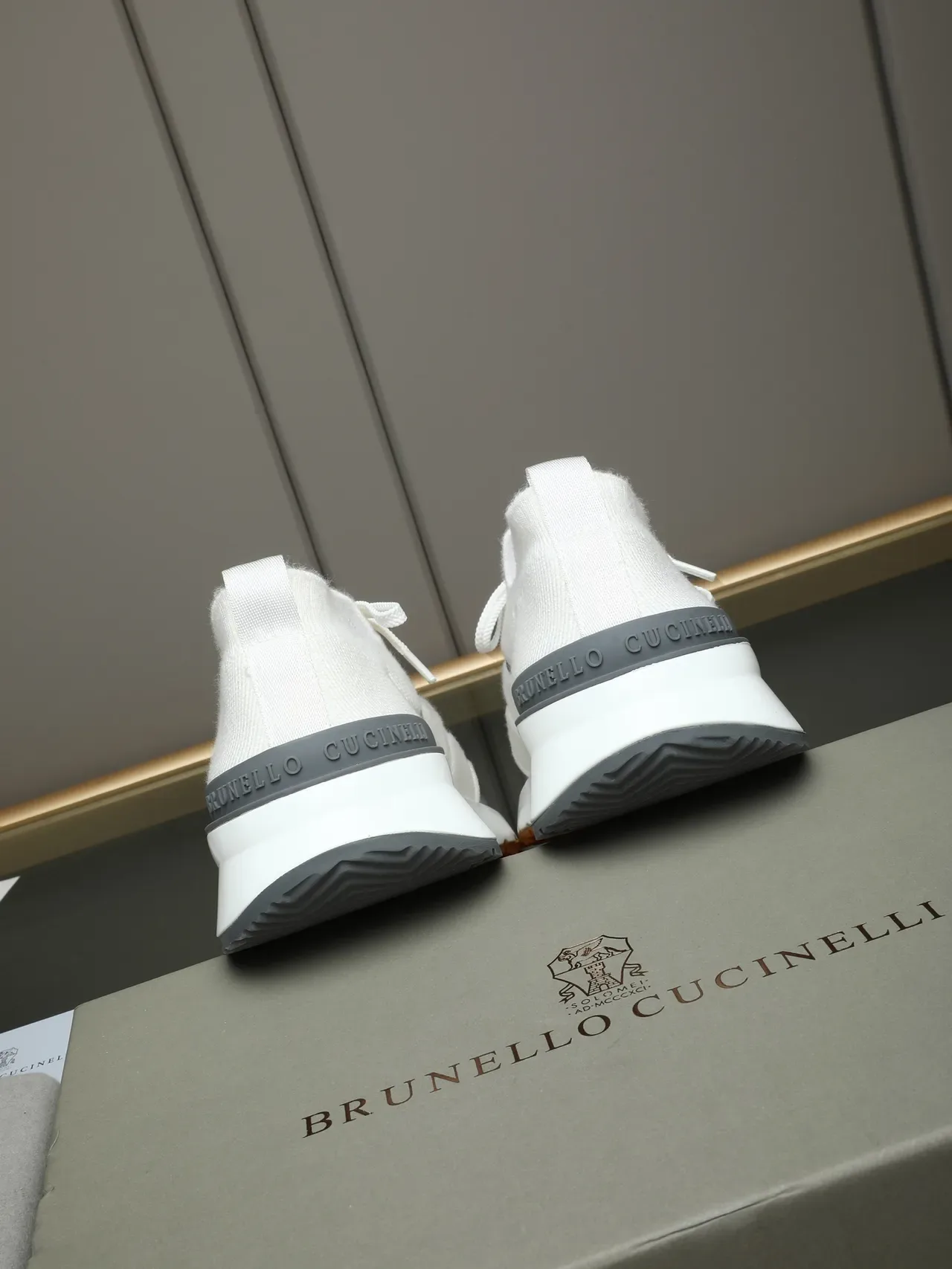 Cucinelli White Silver Knit Upper Metallic Toe Cap Sneakers 4