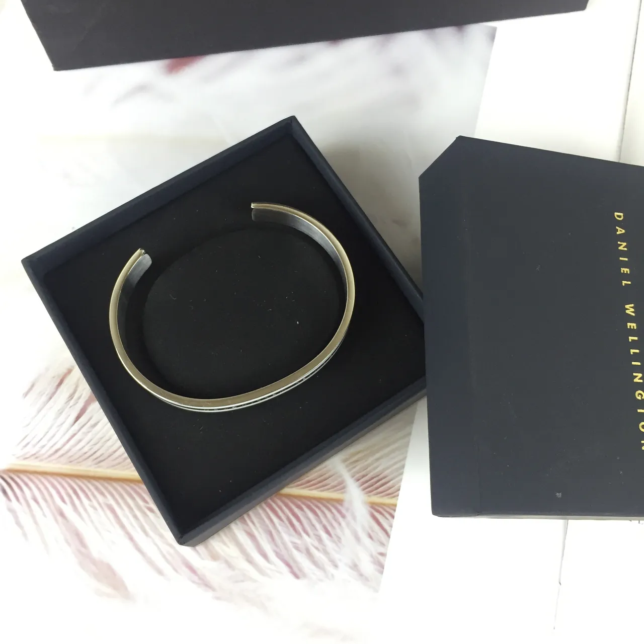 Daniel Wellington Engraved White Enamel Cuff Bracelet 2