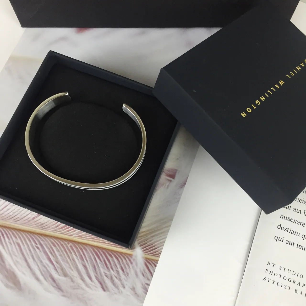 Daniel Wellington Engraved White Enamel Cuff Bracelet 4
