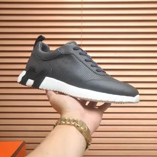 Dark Gray Perforated Upper White Midsole Low-Top Sneaker