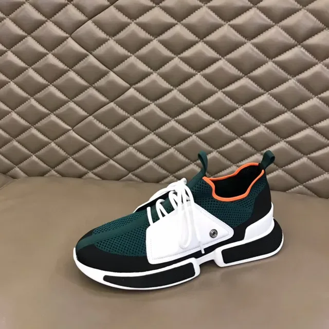 Dark Green Black White Orange Mesh Panel Sneakers 7