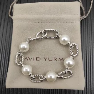 David Yurman Cable Classics فضي بيج روابط ملتوية خرز كروي سوار