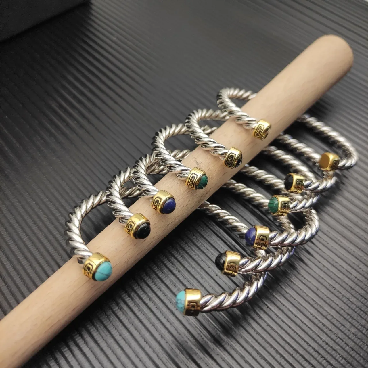 David Yurman Cable Classics Silver Blue Twisted Lapis Lazuli End Caps Bracelet 2