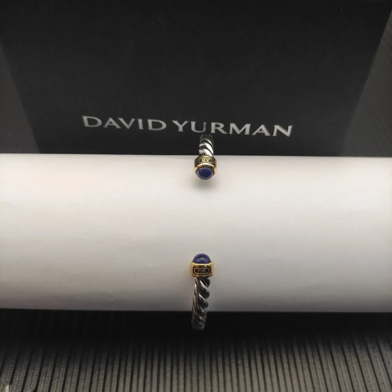 David Yurman Cable Classics Silver Blue Twisted Lapis Lazuli End Caps Bracelet 5